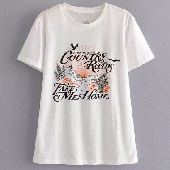 White John Denver Country Roads Relaxed Tee - Picture 3 of 5